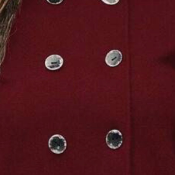 Classic Burgundy Double Breasted button Cape Jacket Coat - Picture 3 of 3